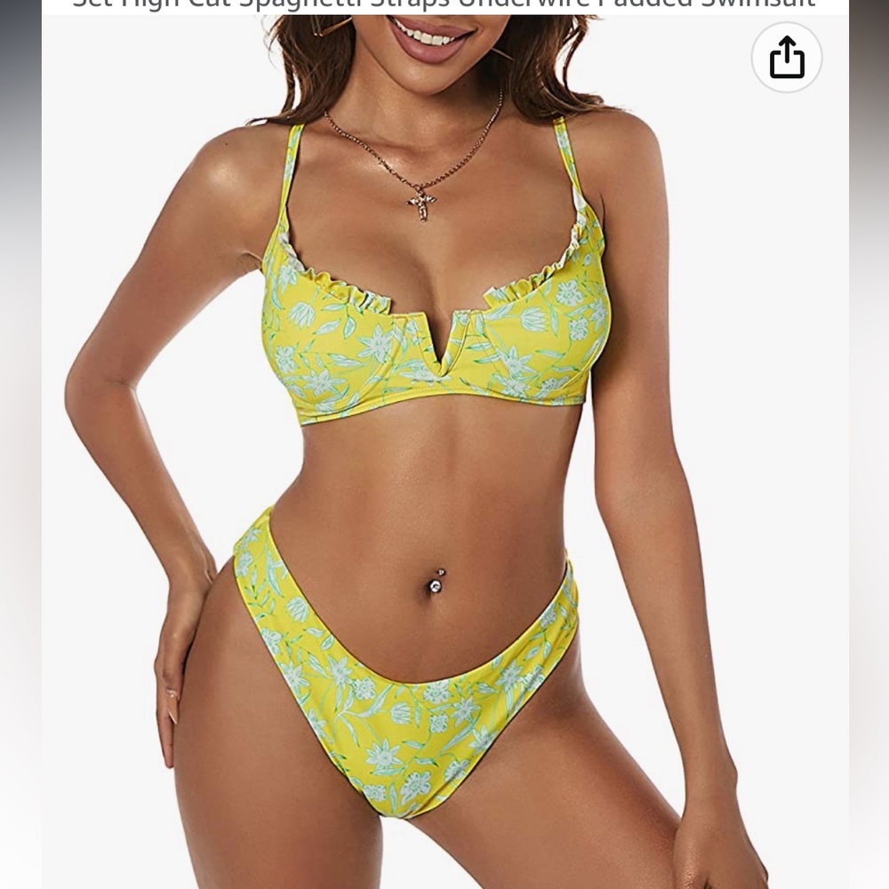 NWOT ZAFUL Floral Print Push-up V-Wire Bikini